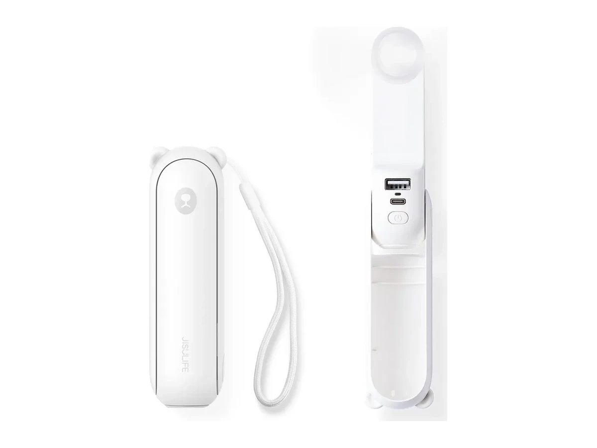 JisuLife Life8 Plus, vit vikbar handfläkt med powerbank