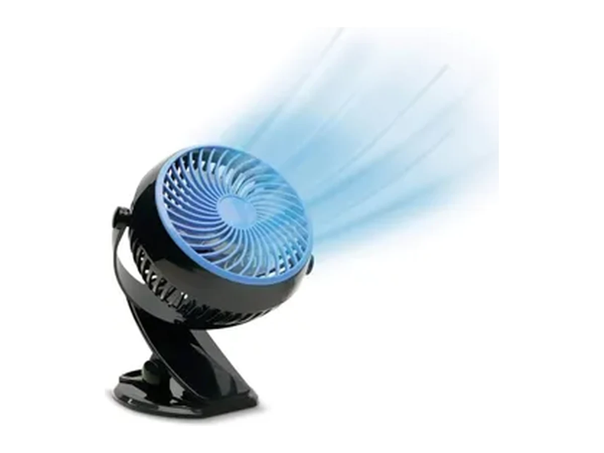Livington Go Fan M24787, svart och blå klämfläkt